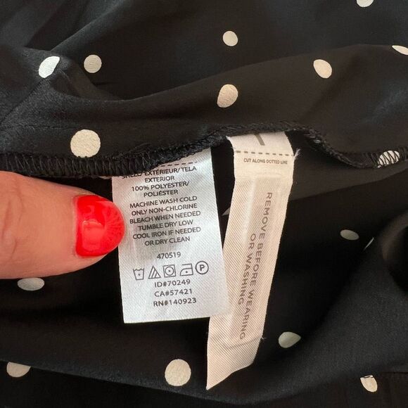 Loft Black White Polka Dot Long Sleeve Mini Button Down Shirt Dress Size 2 - Picture 8 of 9